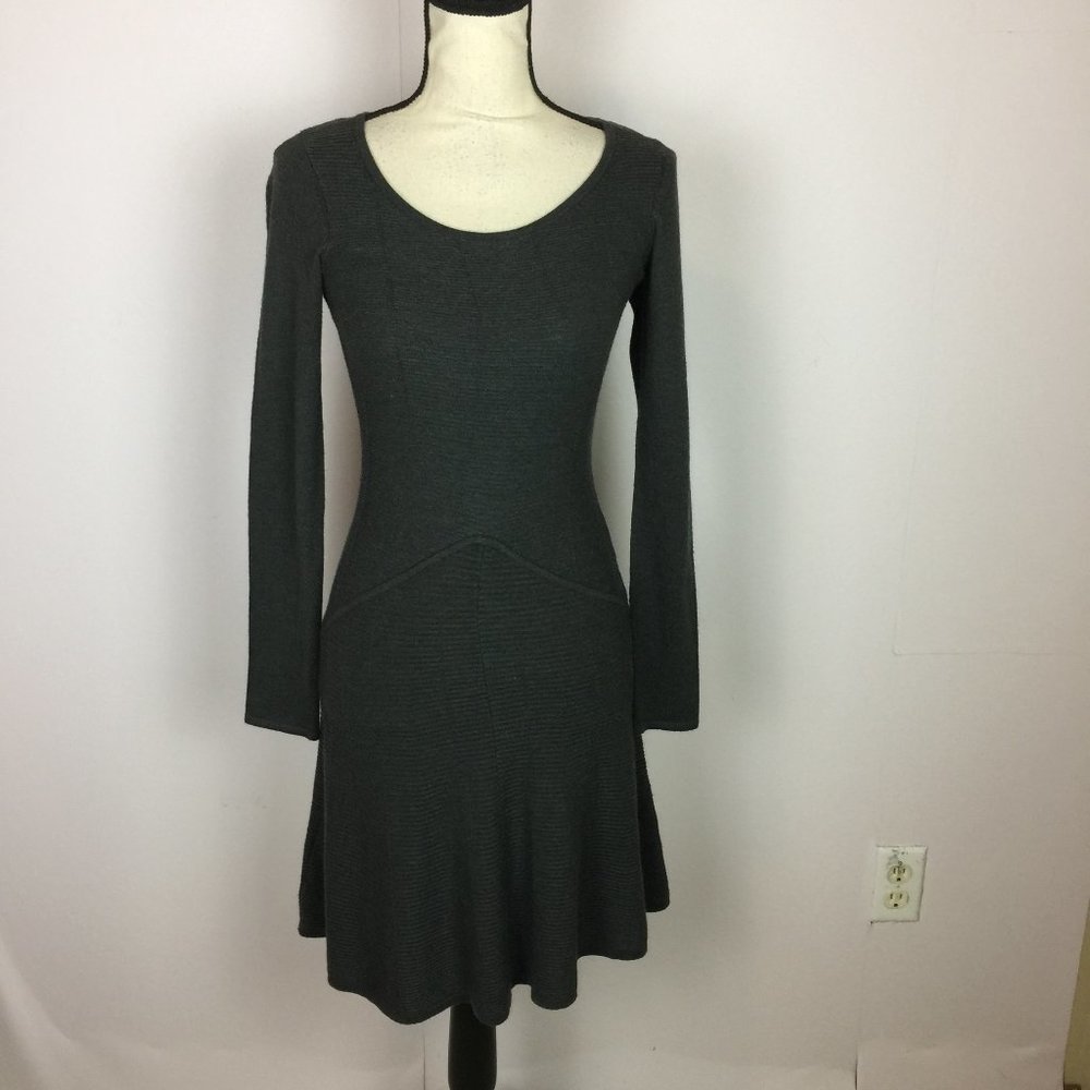 New! BCBGeneration Sweater Knit Fit & Flare Dress Siz S Womans Gray Long Sleeve